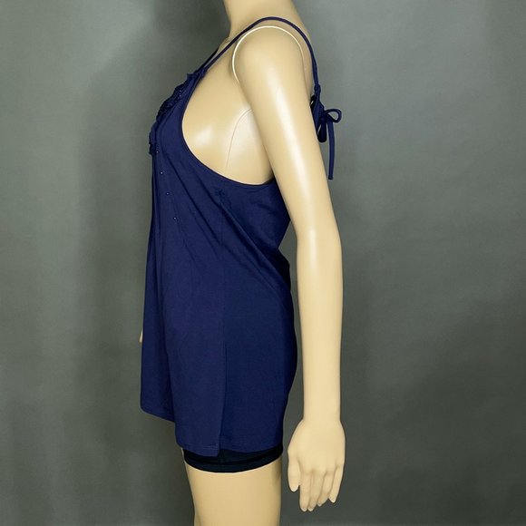 INC International Concepts Blue Top with Beads Size Medium - Picture 4 of 13